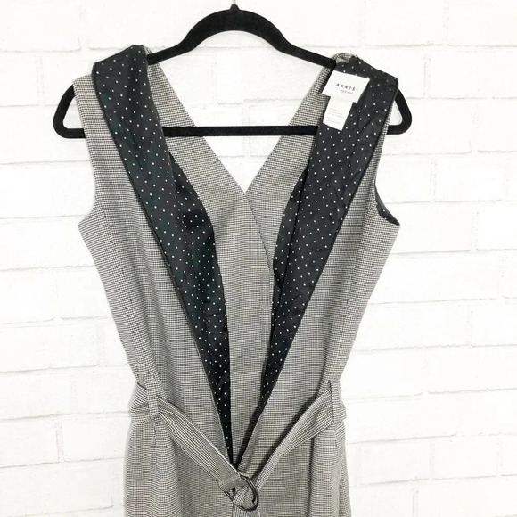 Akris Punto Gray Black White Glen Check Belted Professional Dress Women's Size 6 - Picture 5 of 10